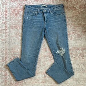 Levi's Light Blue Distressed Skinny Jeans